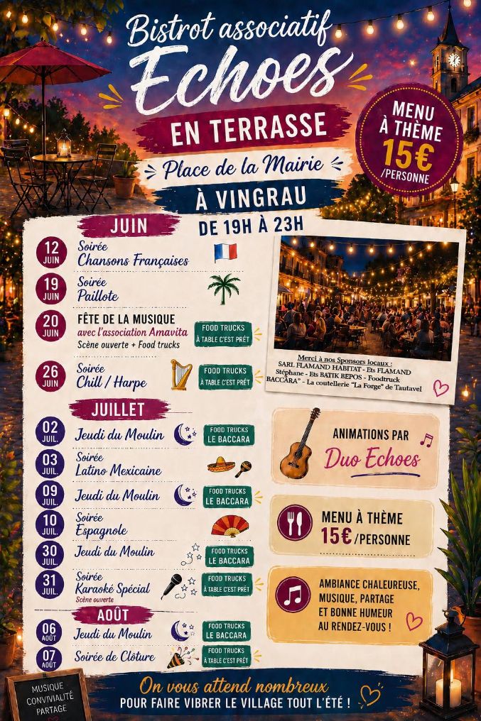 Soirée à thème avec "echoes en terrasse"