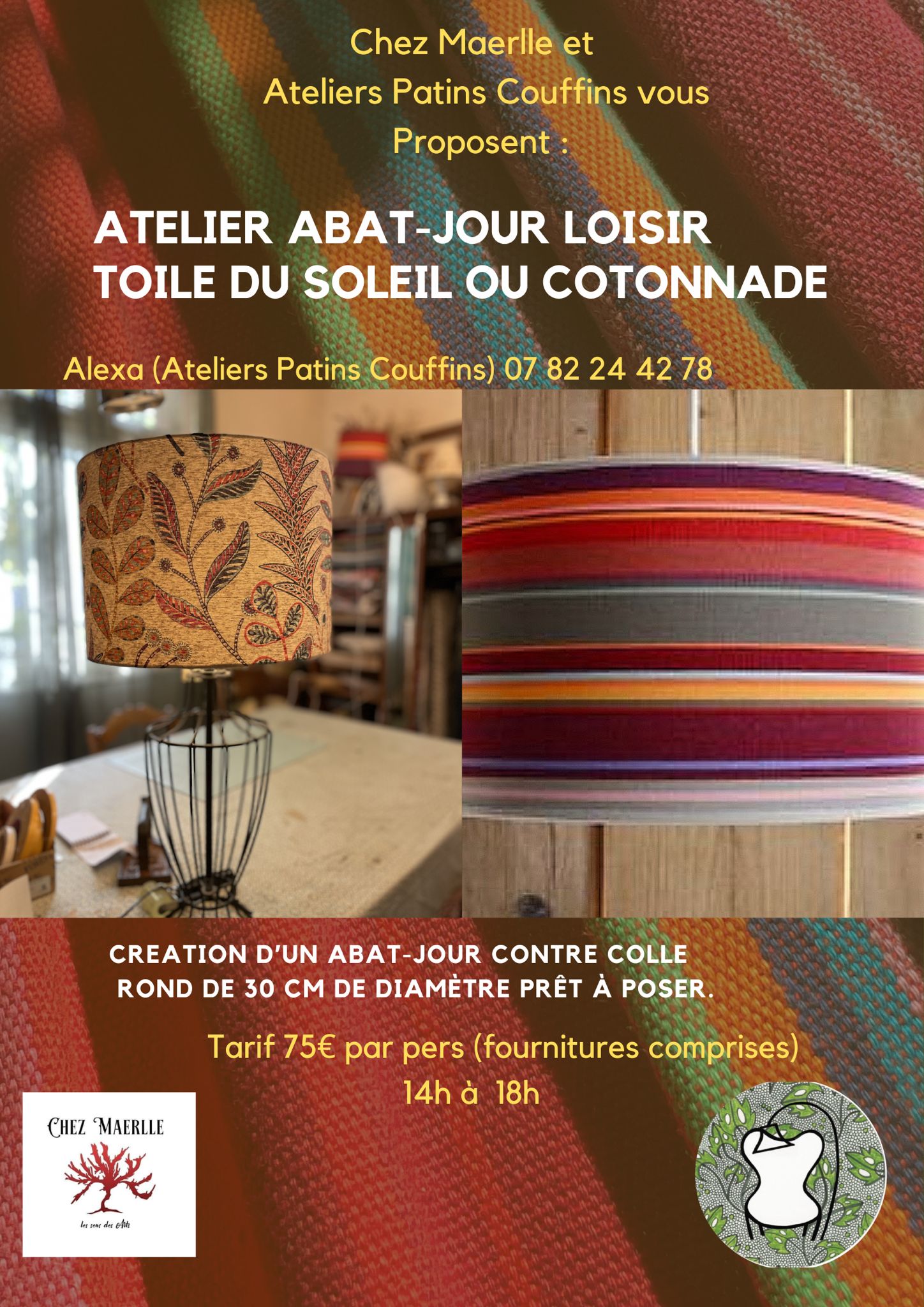 CHEZ MAËRLLE – ATELIER ABAT-JOUR LOISIR TOILES DU SOLEIL OU COTONNADE