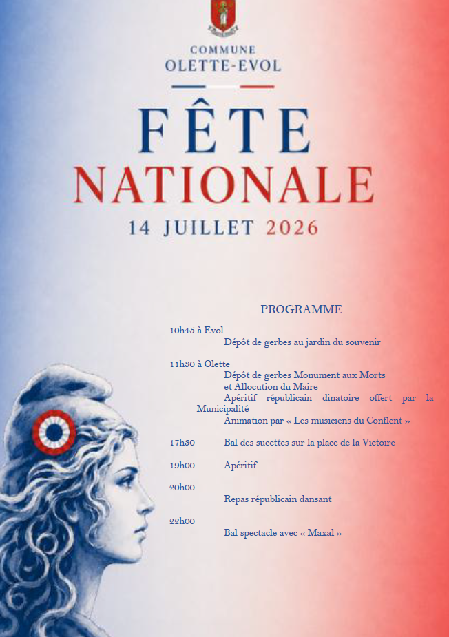 FÊTE NATIONALE DU 14 JUILLET À OLETTE