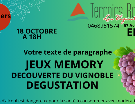 FASCINANT WEEK-END : DECOUVERTE DU VIGNOBLE DE TERROIRS ROMANS, DEGUSTATION, JEUX MEMORY