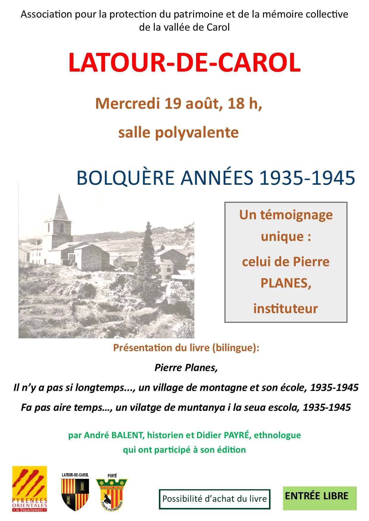 CONFERENCE – BOLQUERE ANNÉES 1935-1945