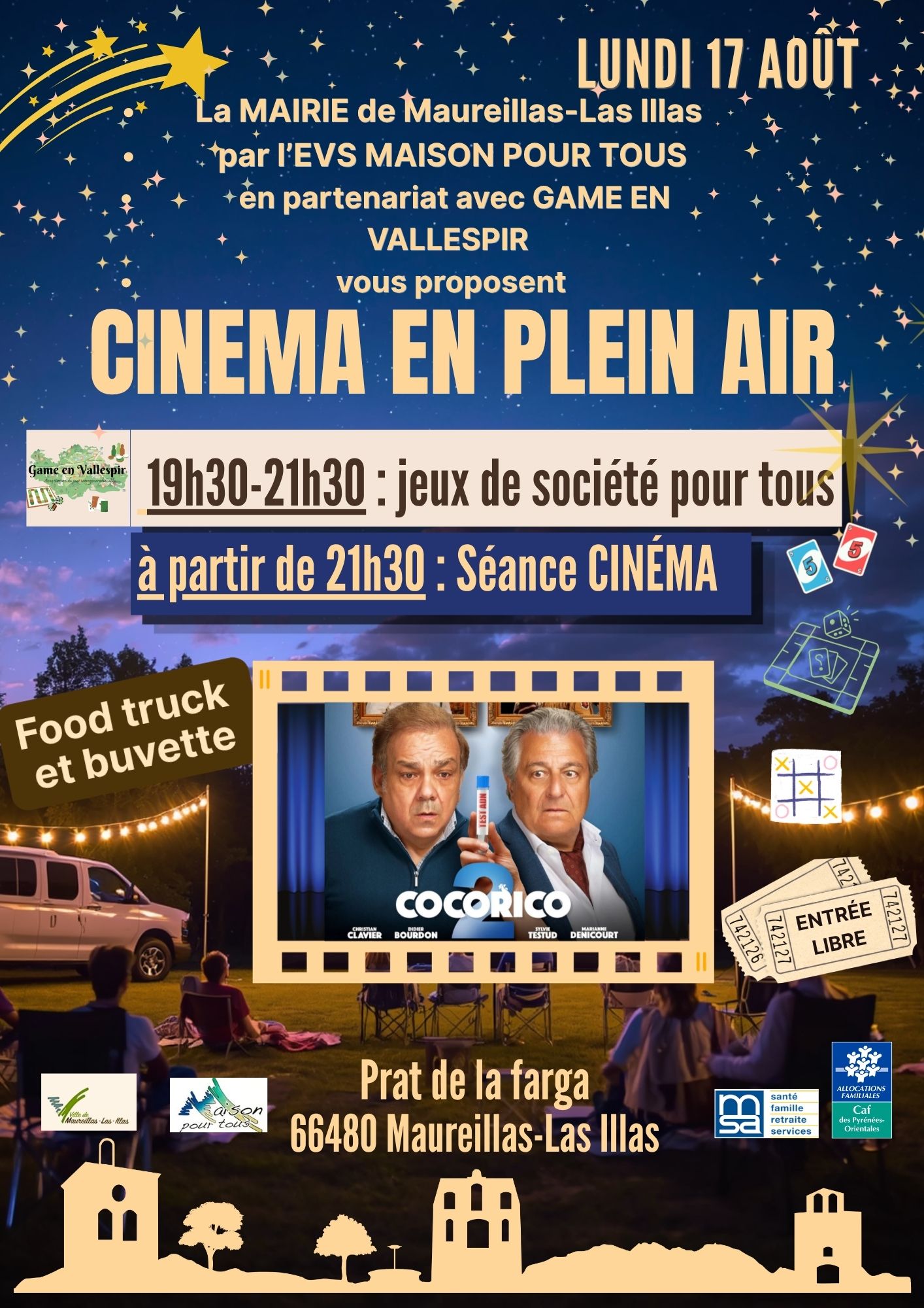 Jeux de société et cinéma en plein air "cocorico 2"