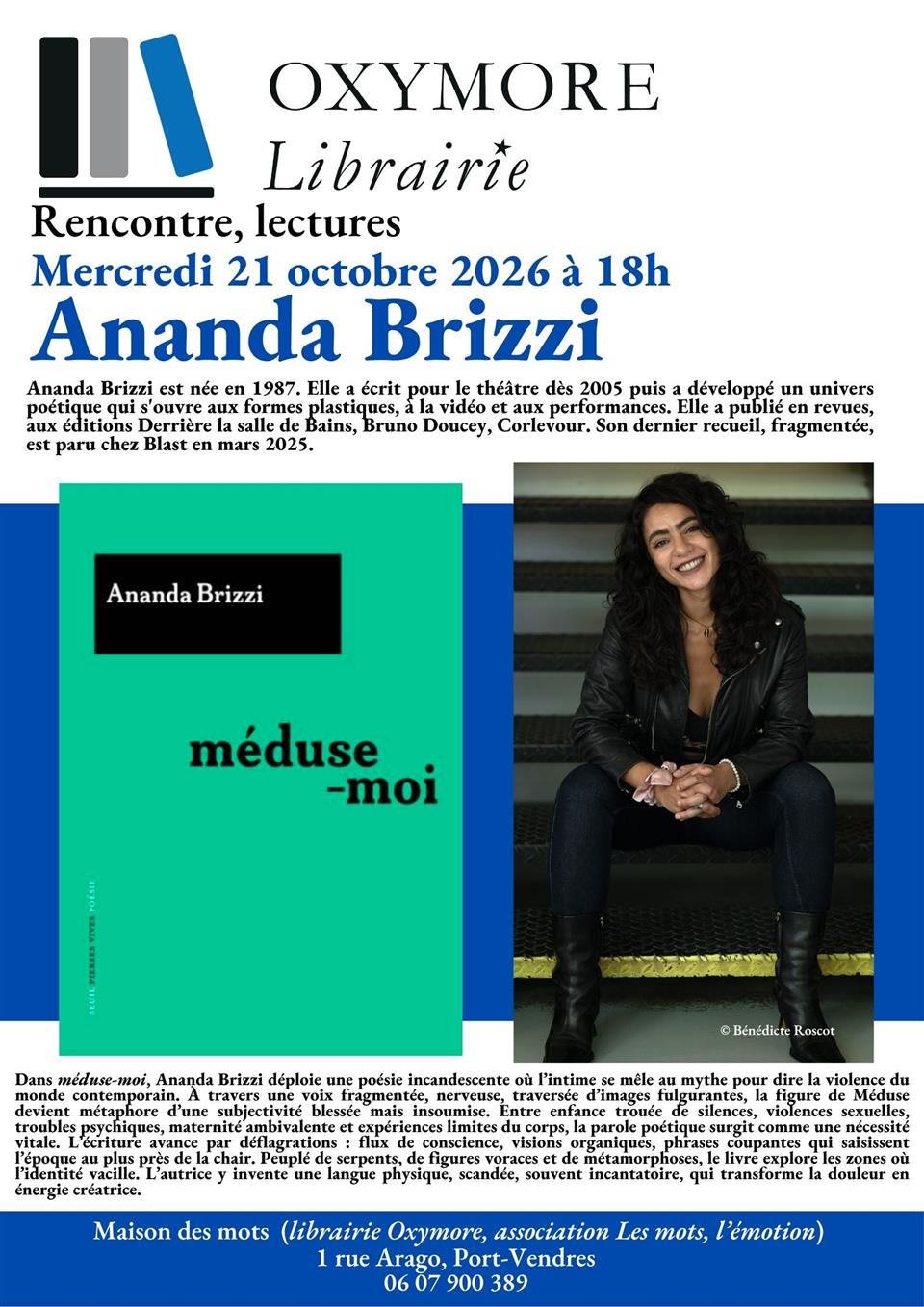 Rencontre littéraire avec ananda brizzi