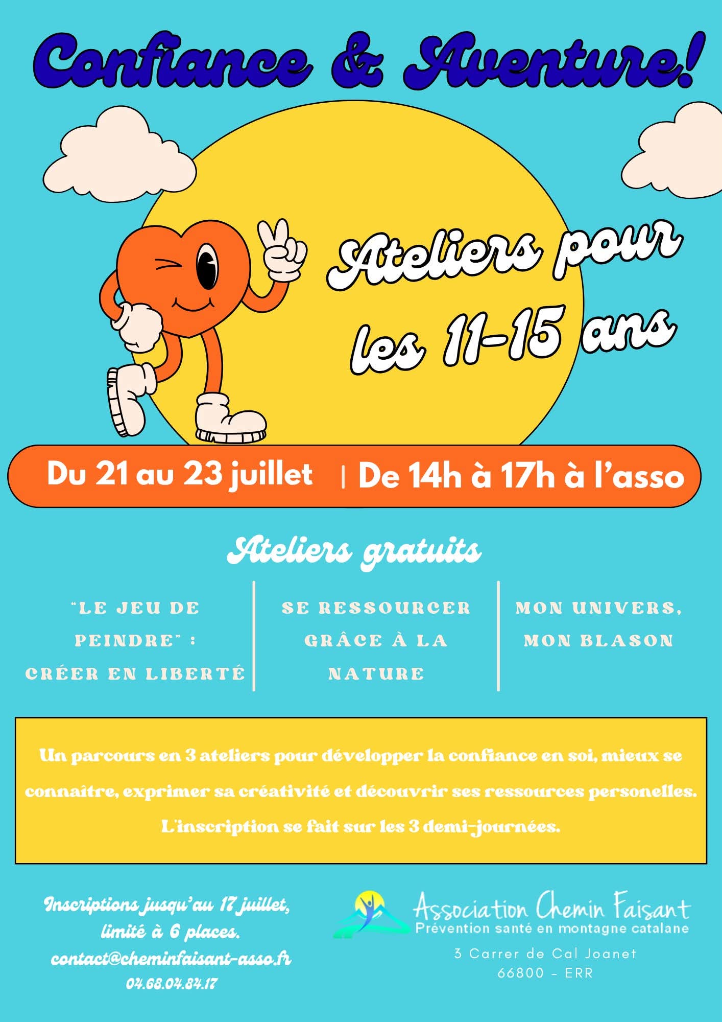 ATELIERS GRATUITS POUR LES 11-15 ANS