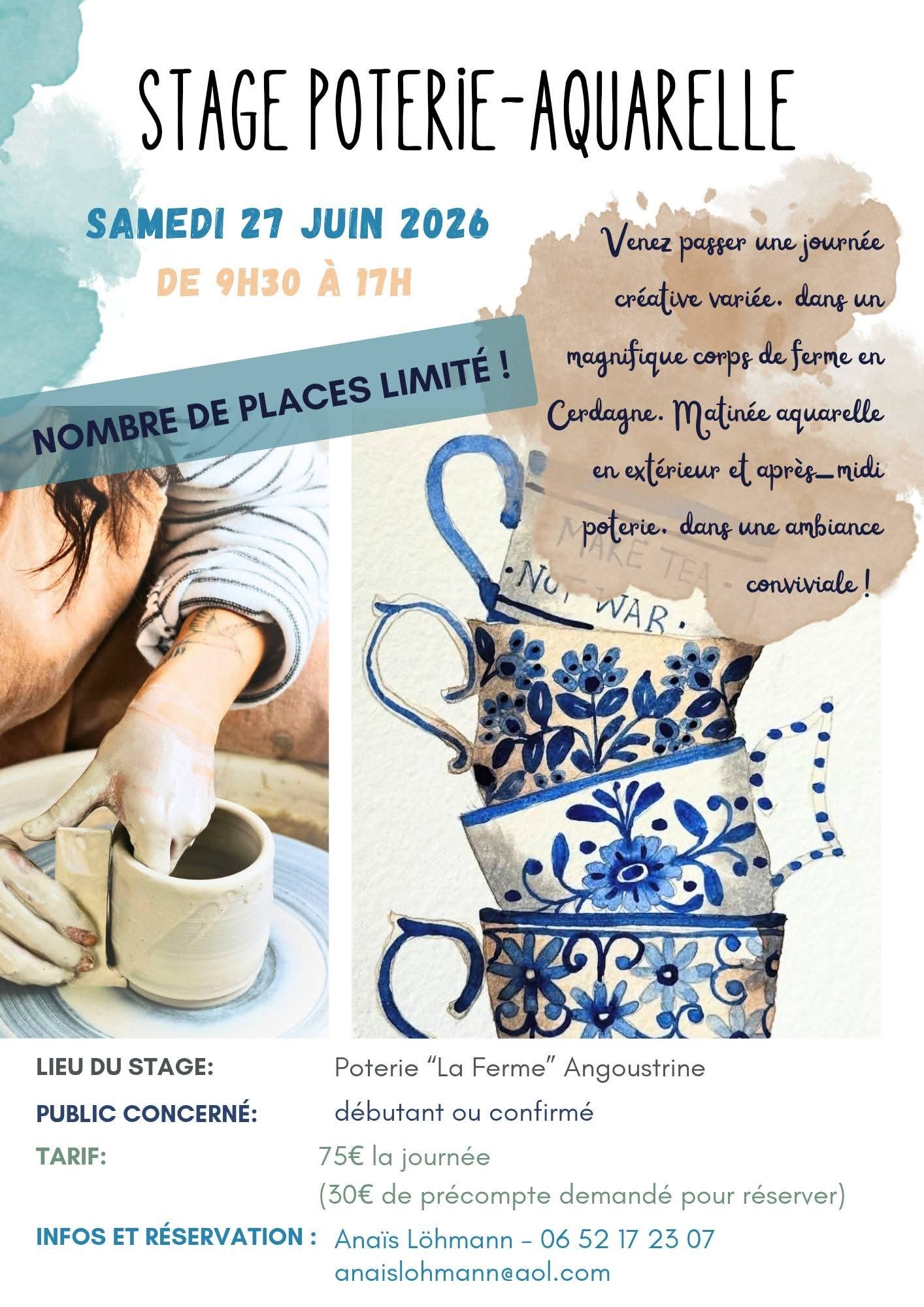 Stage poterie & aquarelle
