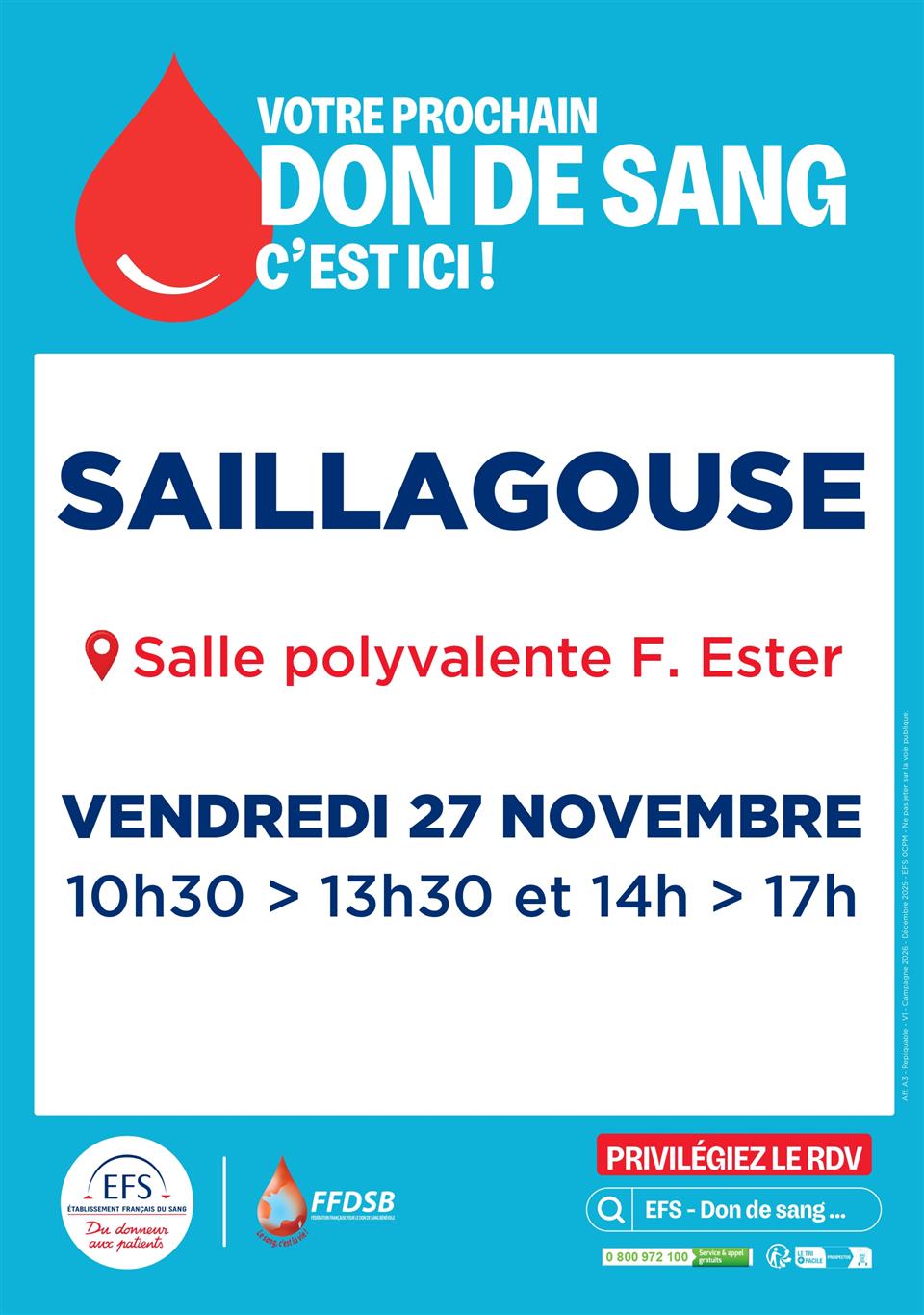 Don de sang - Saillagouse