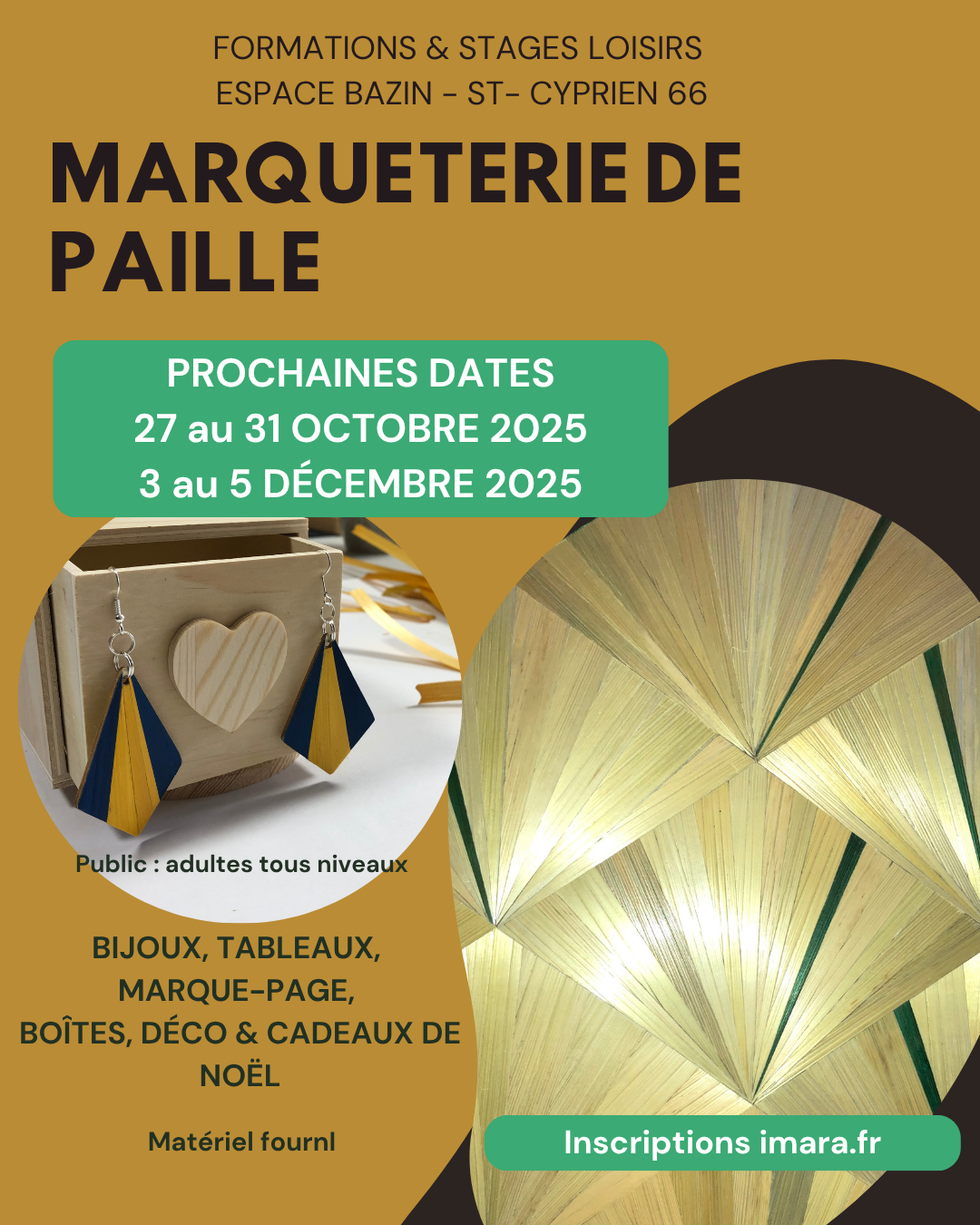 STAGES LOISIRS MARQUETERIE DE PAILLE PAR IMARA OFFRE ADULTE