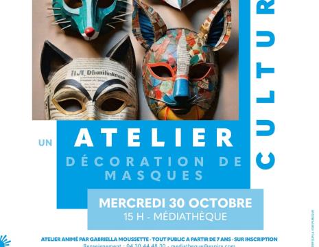 ATELIER DÉCORATION DE MASQUES Le 30 oct 2024