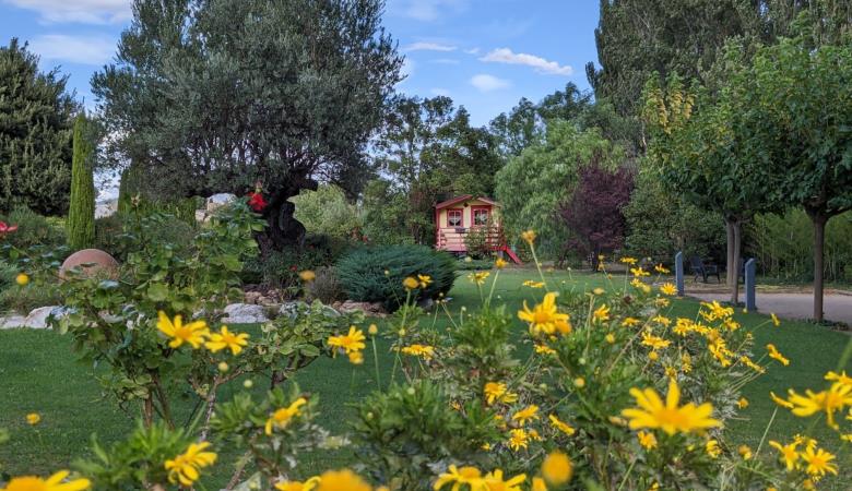 jardin-fleurs-jaune-meuble-el-canigo-saint-michel-de-llotes