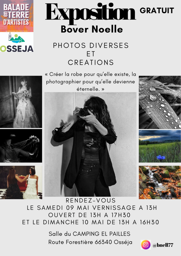 EXPOSITION BOVER NOELLE – PHOTOS DIVERSES ET CRÉATIONS – OSSÉJA