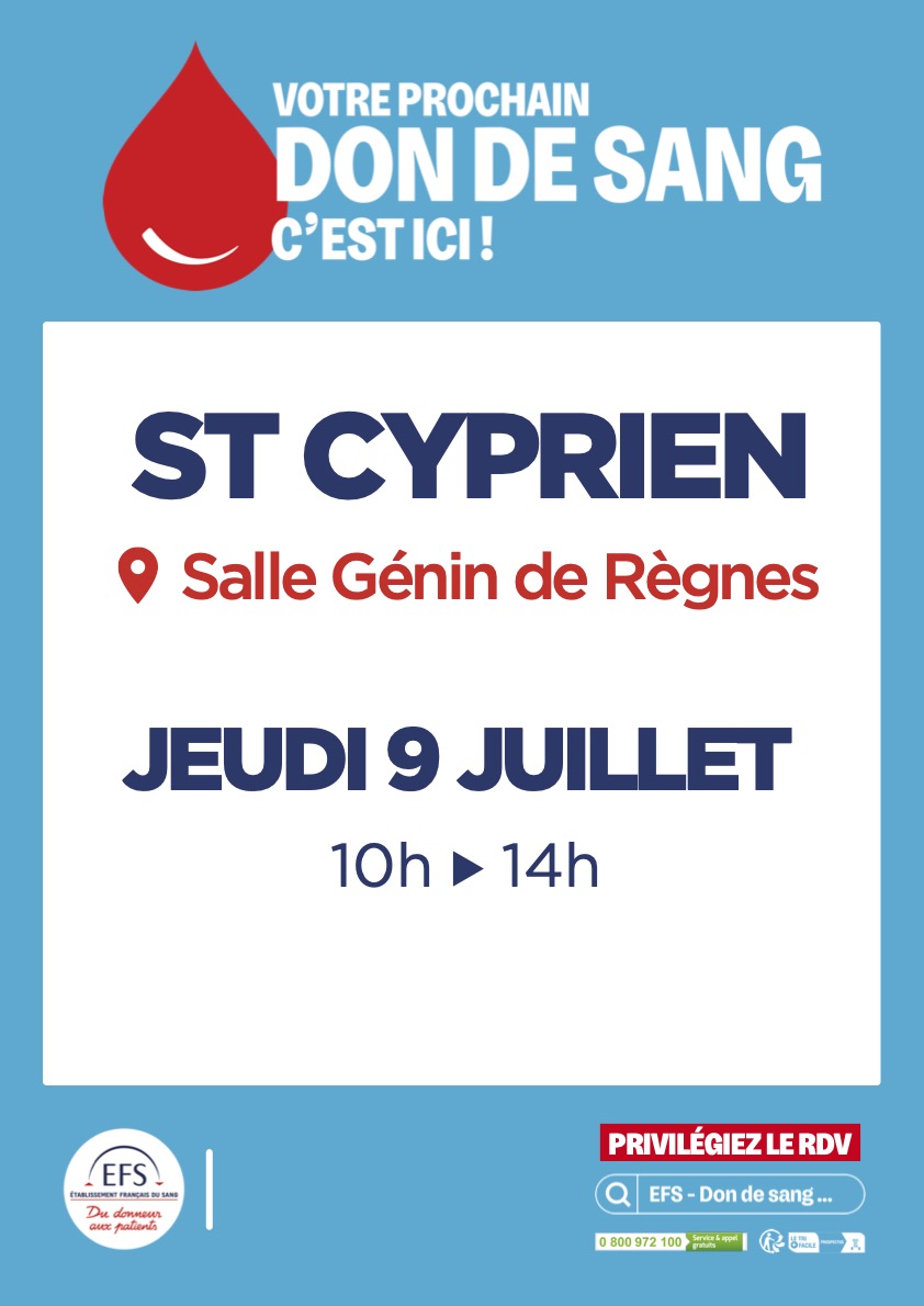 COLLECTE DE SANG – CET ÉTÉ DONNEZ VOTRE SANG