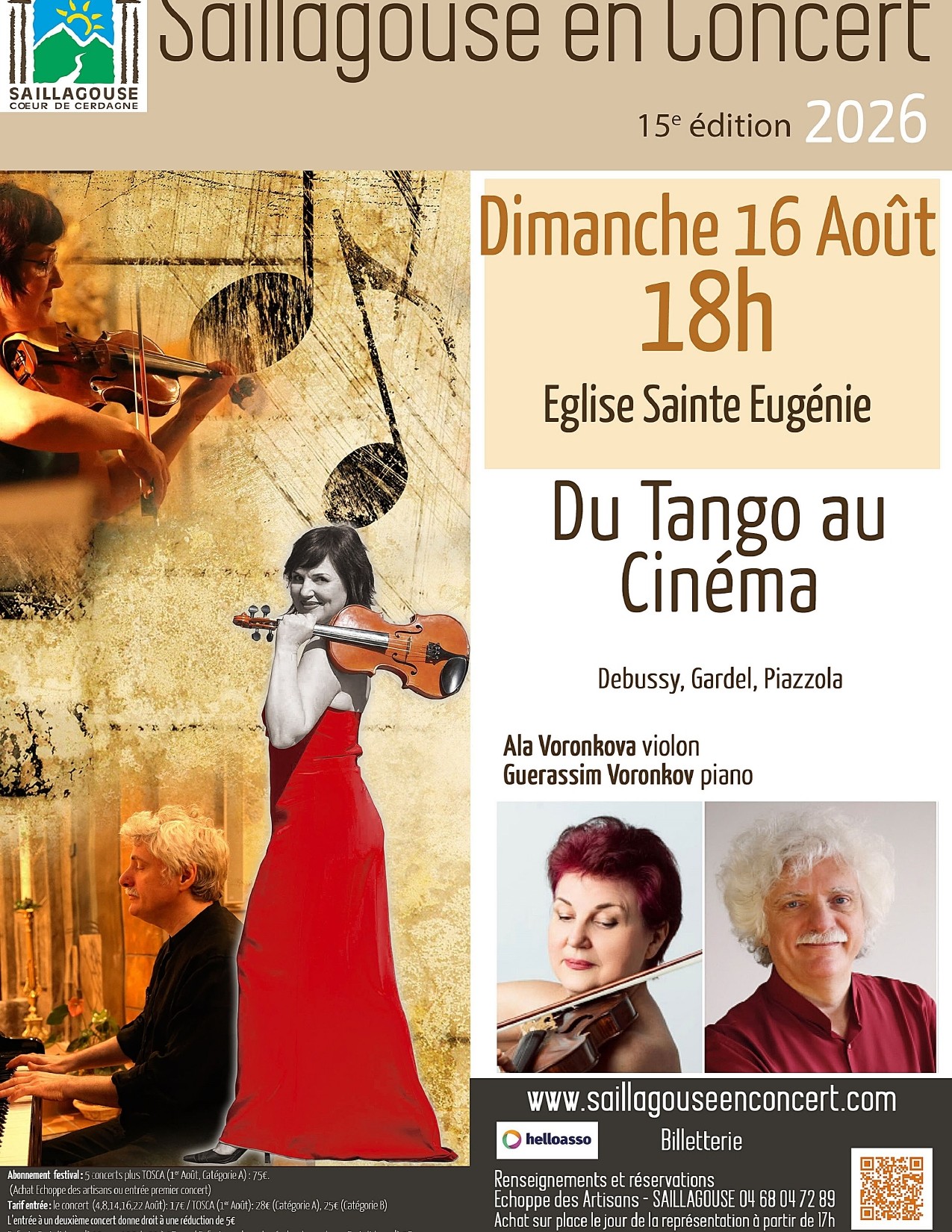 SAILLAGOUSE EN CONCERT – DU TANGO AU CINÉMA.