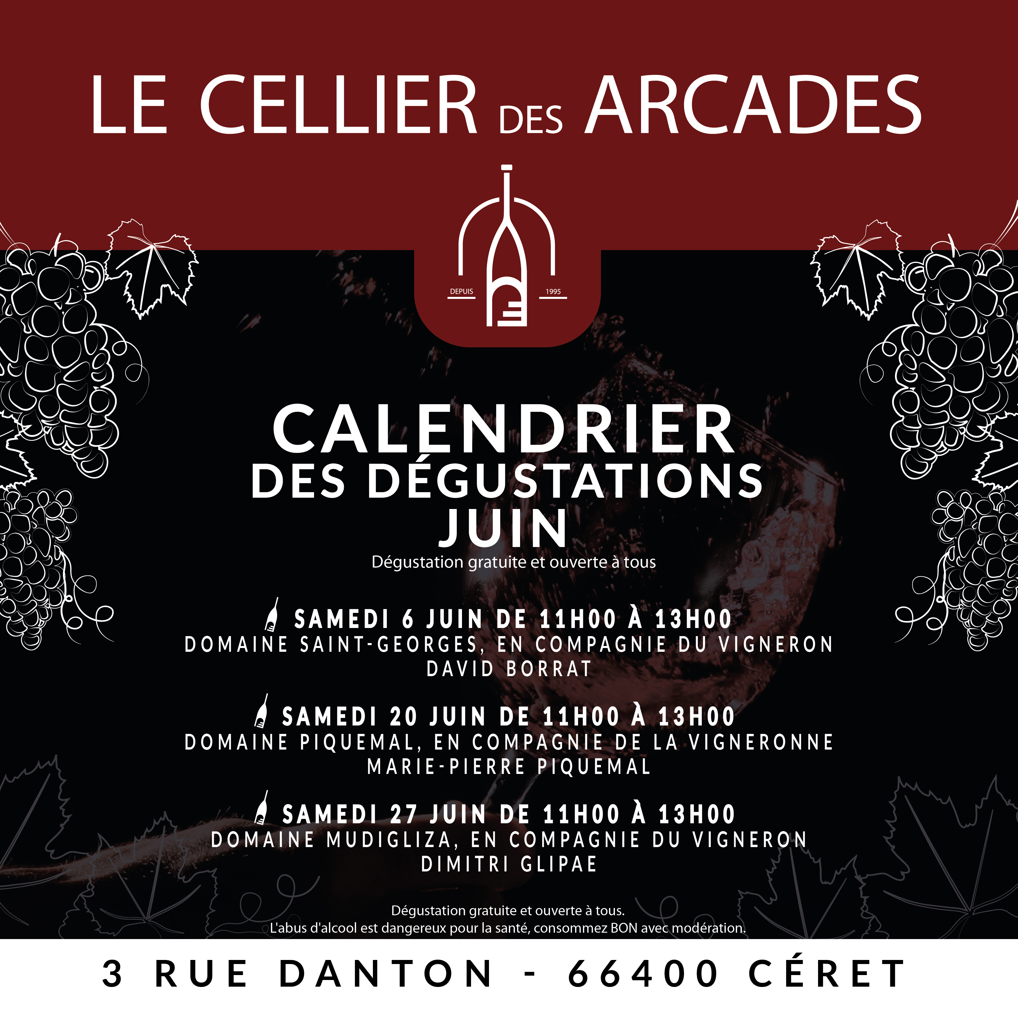 Dégustations vigneronnes - le cellier des arcades