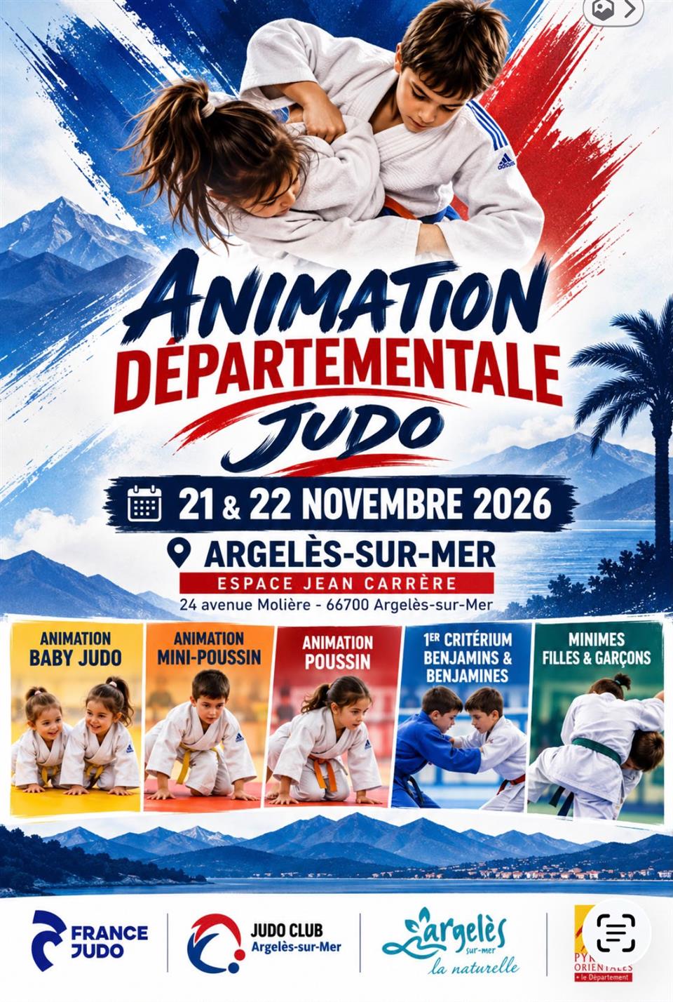 Animation et compétition départementale judo les 21 et 22 novembre 26