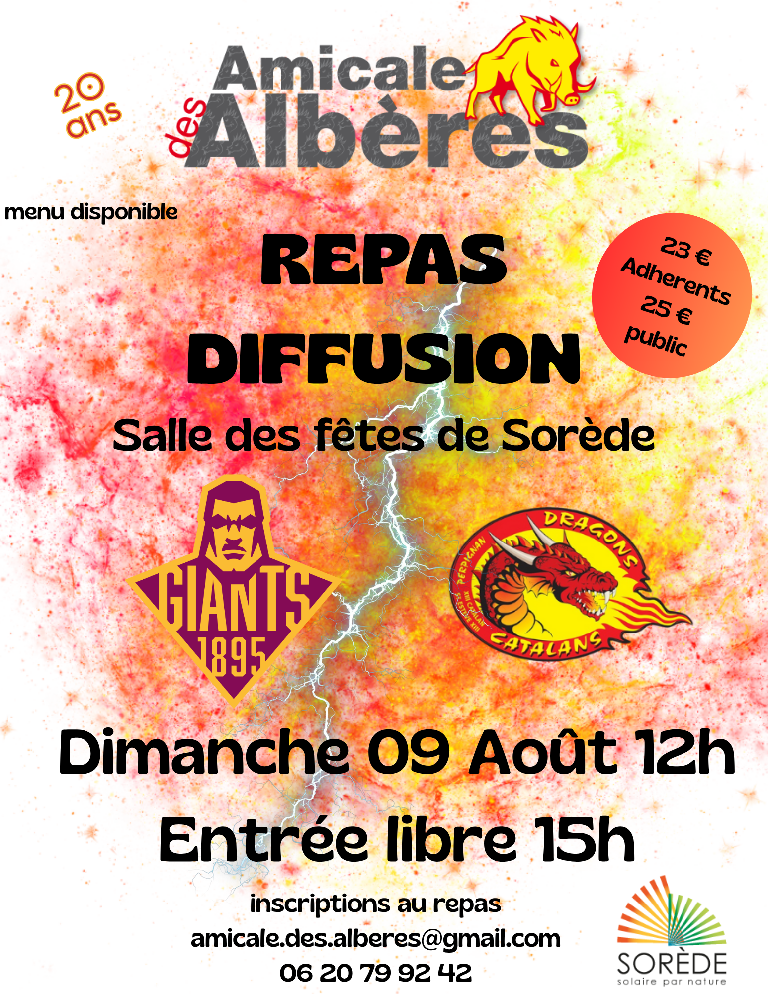 Repas diffusion match dragons catalans