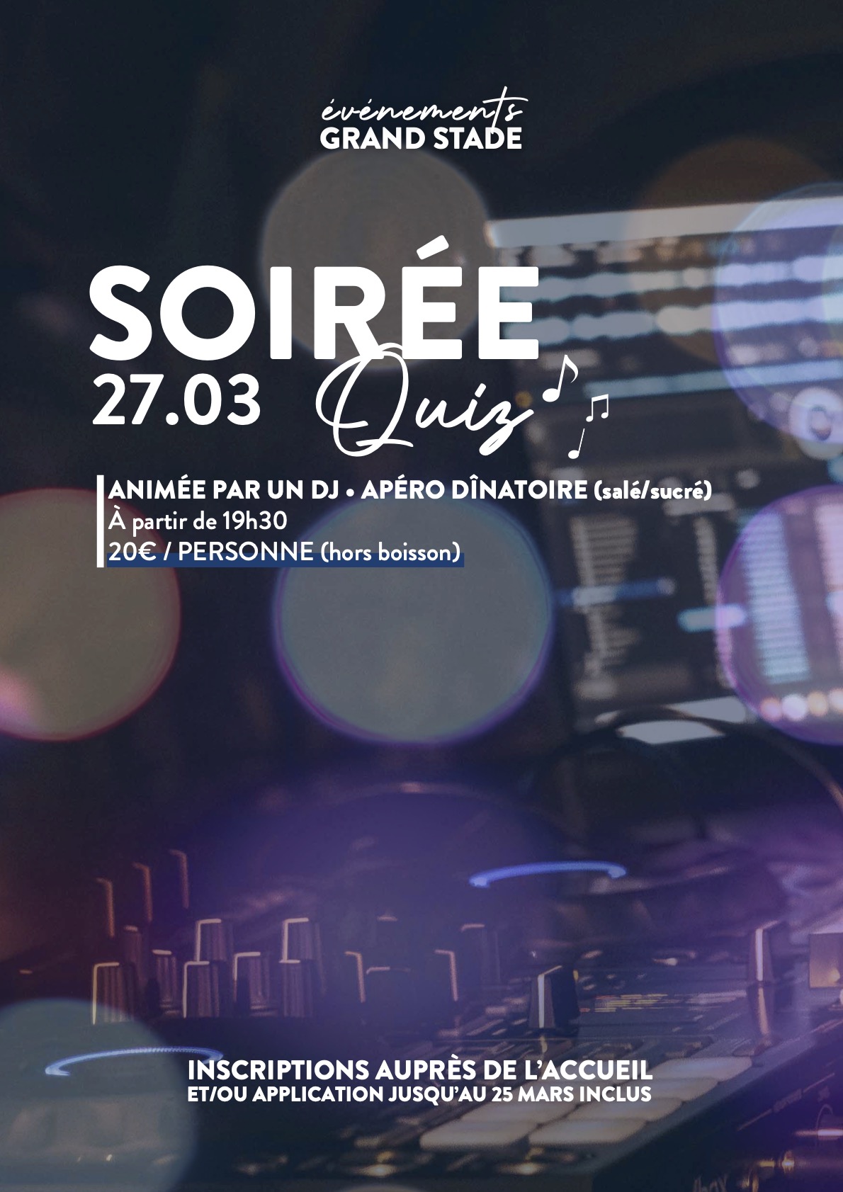 EVENEMENTS GRAND STADE SOIRÉE QUIZ