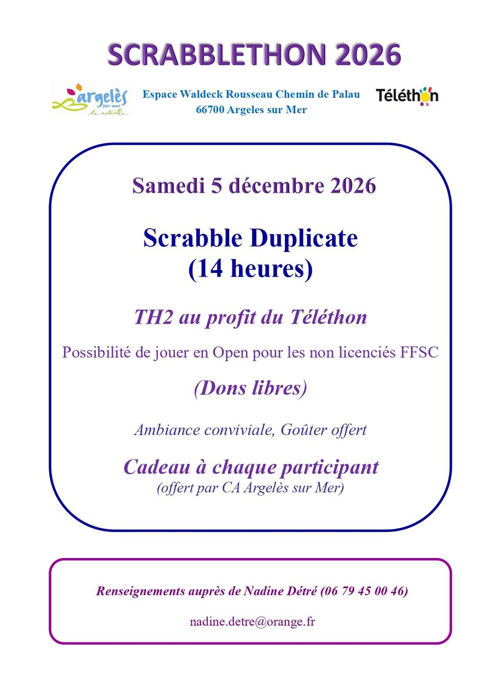 Scrabblethon 2026 - partie de simultané solidaire