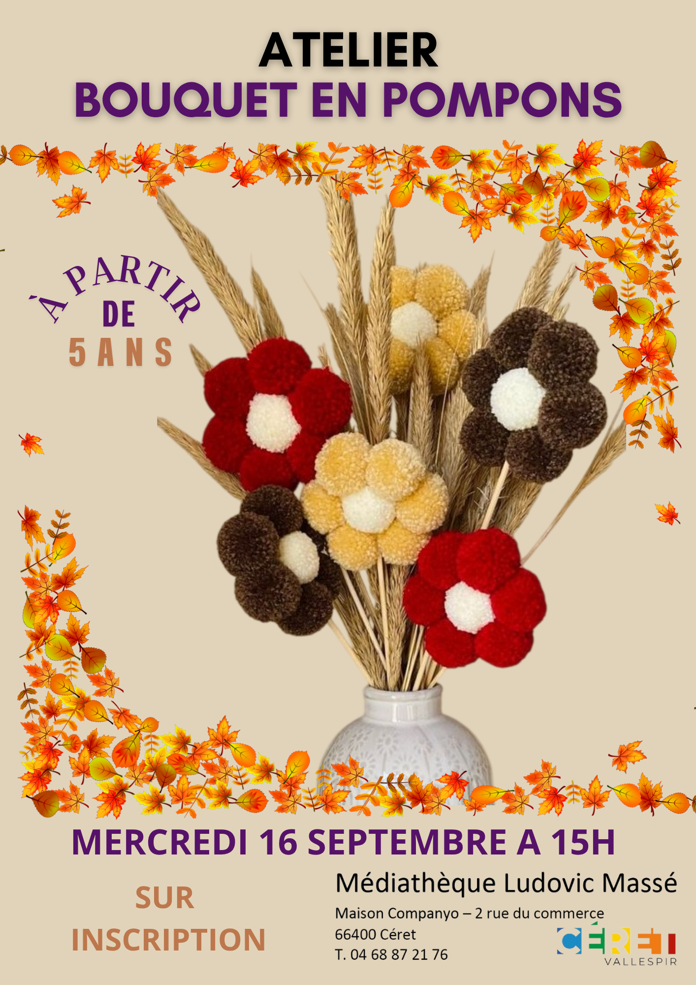 Atelier bouquet en pompoms