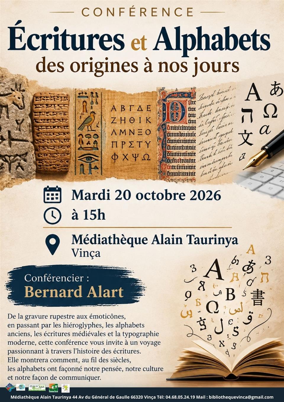 Conférence: "Écritures et alphabets: Des origines à nos jours"