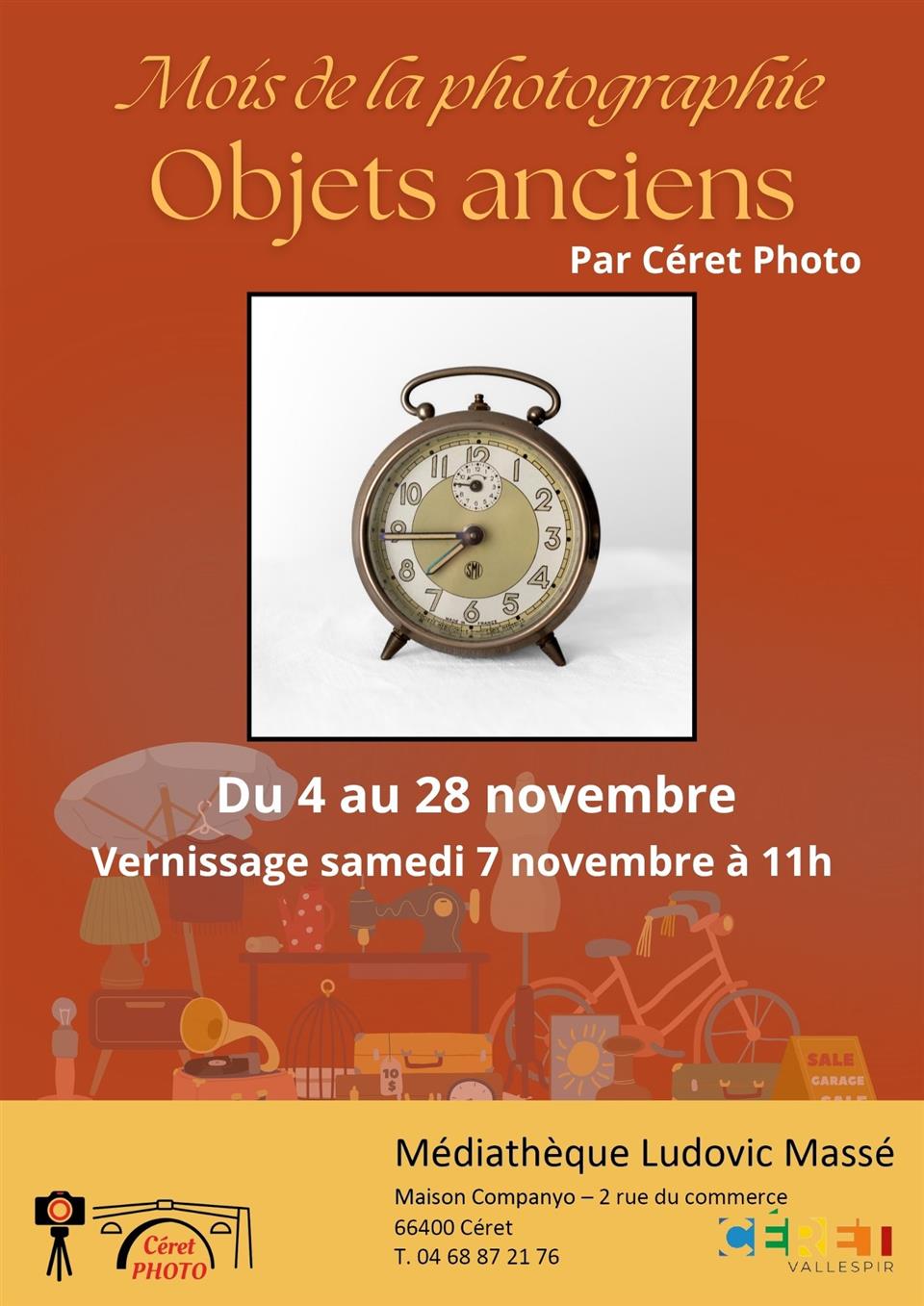 Exposition de photos d’objets anciens par Céret photo dans le cadre du mois de la photo.