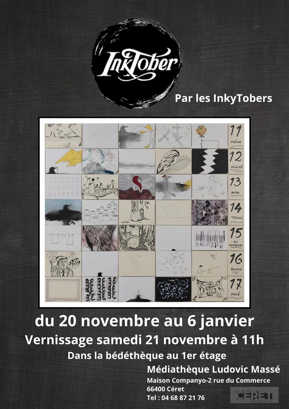Exposition des productions (photos, dessins, textes) du groupe inkytober à la bédéthèque.