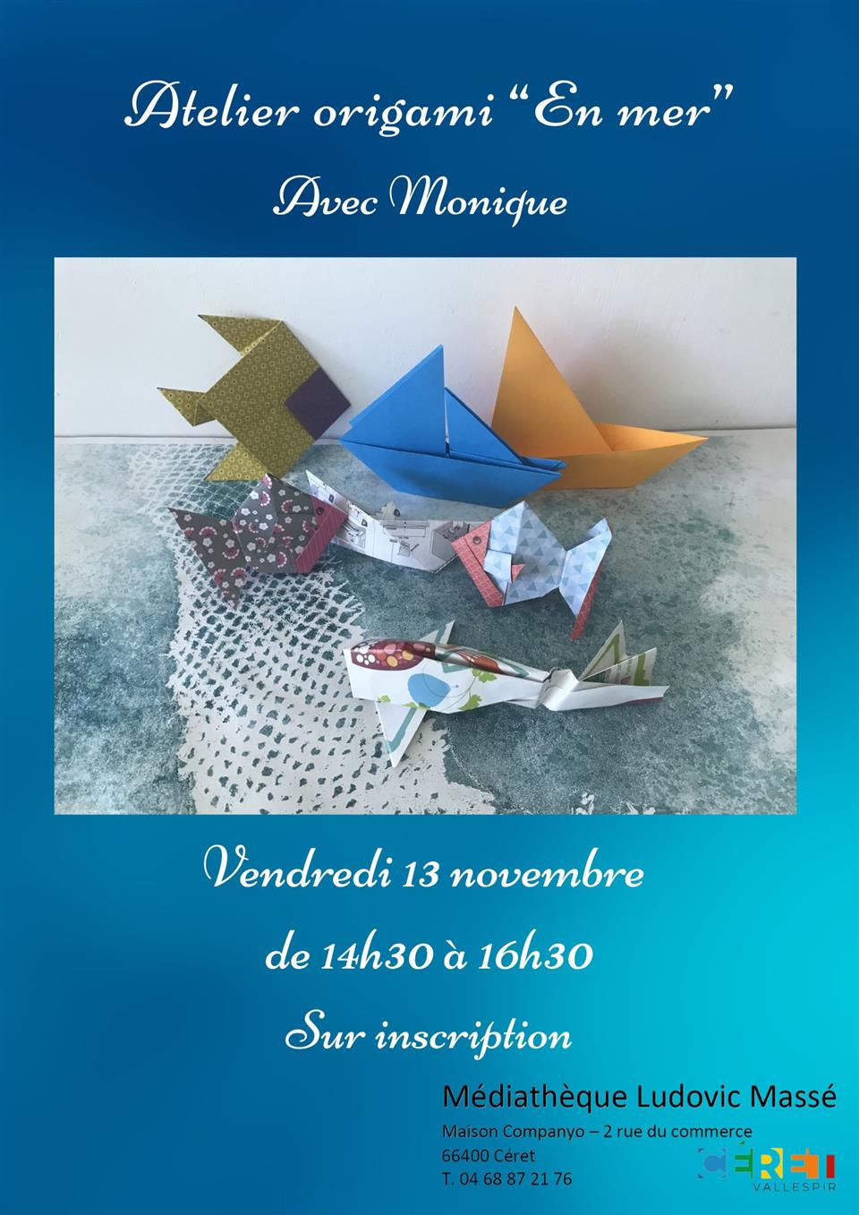 Atelier créatif origami « en mer » par monique fradier