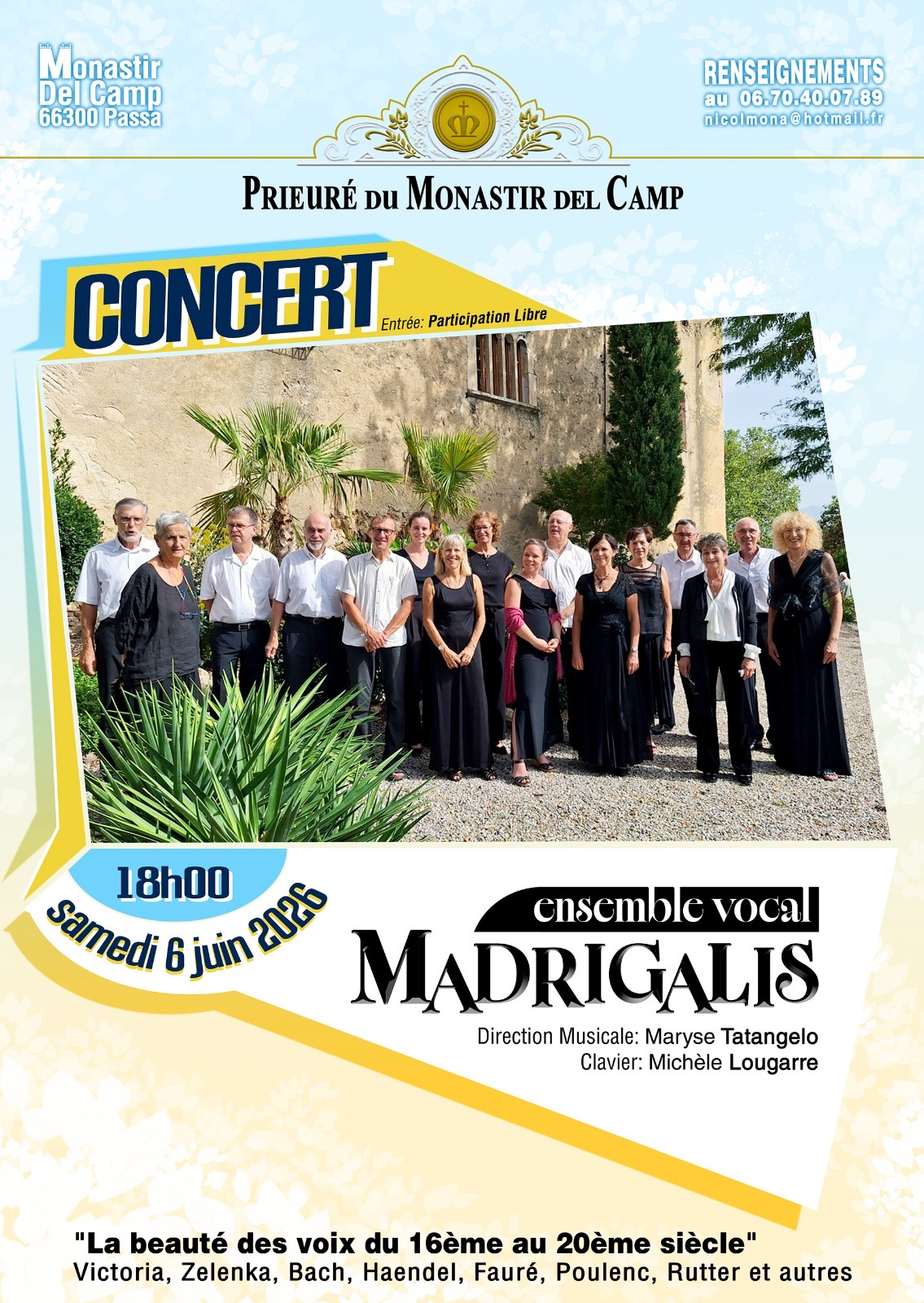 CONCERT DE L’ENSEMBLE VOCAL MADRIGALIS