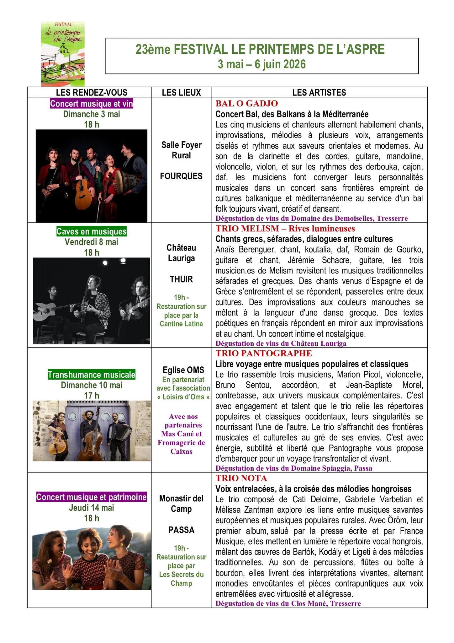 23ÈME FESTIVAL LE PRINTEMPS DE L’ASPRE : “BAL O GADJO “