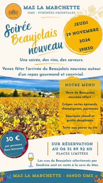 SOIRÉE BEAUJOLAIS NOUVEAU AU MAS LA MARCHETTE