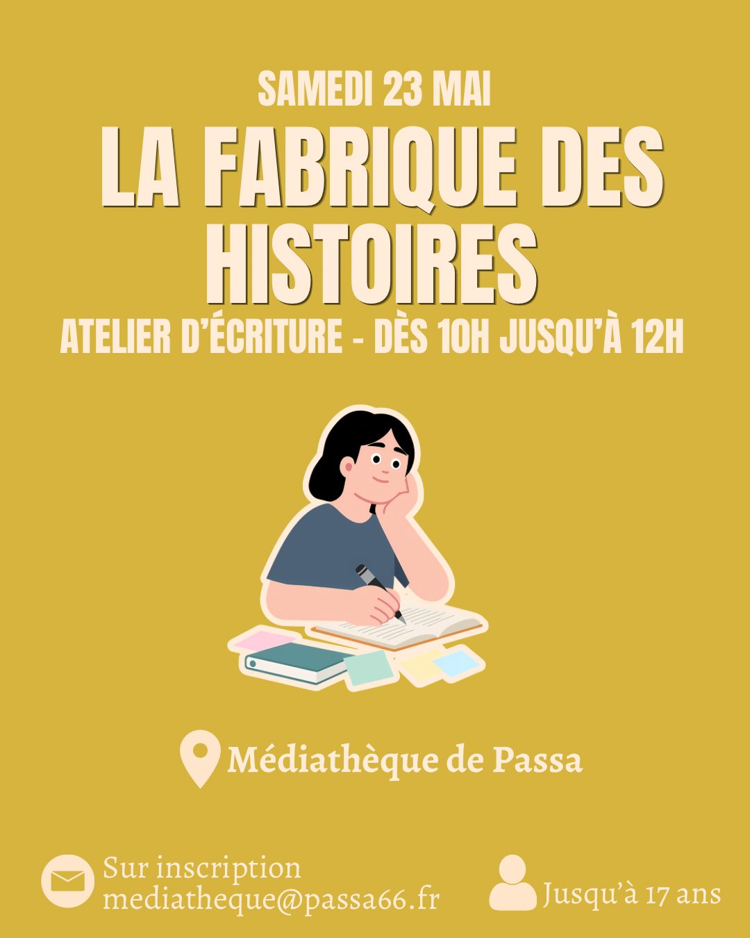 ATELIER D&rsquo;ÉCRITURE – LA FABRIQUE DES HISTOIRES
