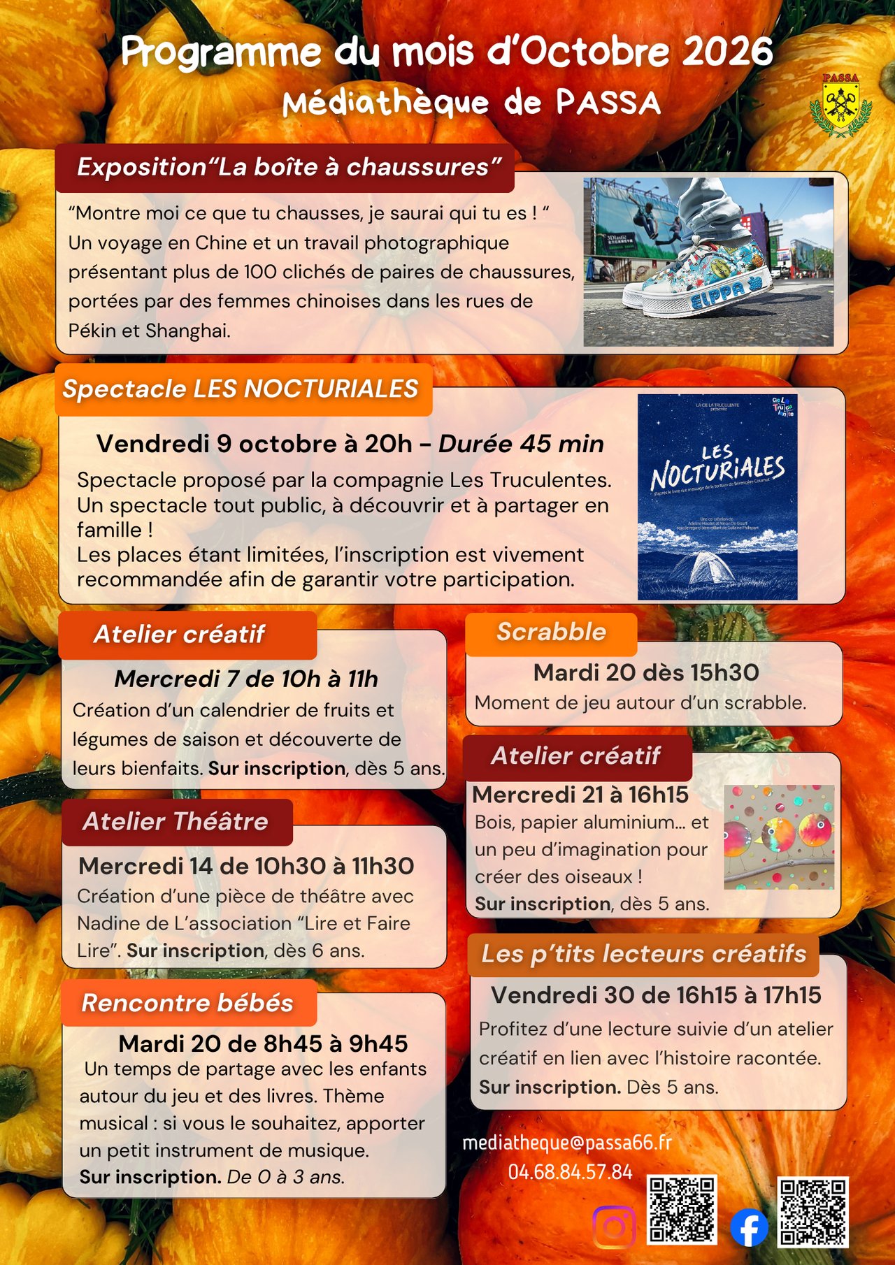 MÉDIATHÈQUE PASSA PROGRAMME DU MOIS D&rsquo;OCTOBRE
