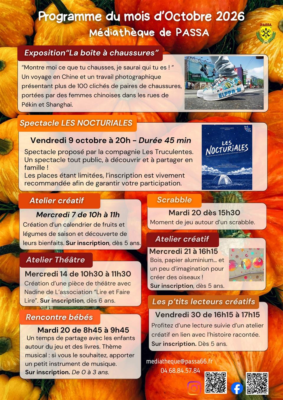 Médiathèque Passa programme du mois d’octobre