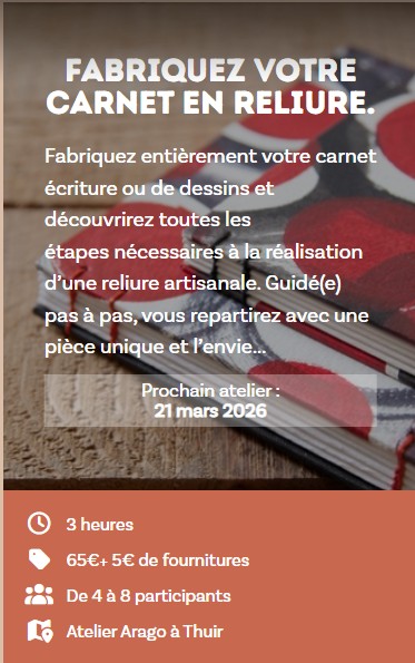 Atelier fabriquez votre carnet de reliure