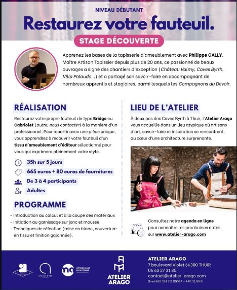 ATELIER DÉCOUVERTE RESTAUREZ VOTRE FAUTEUIL