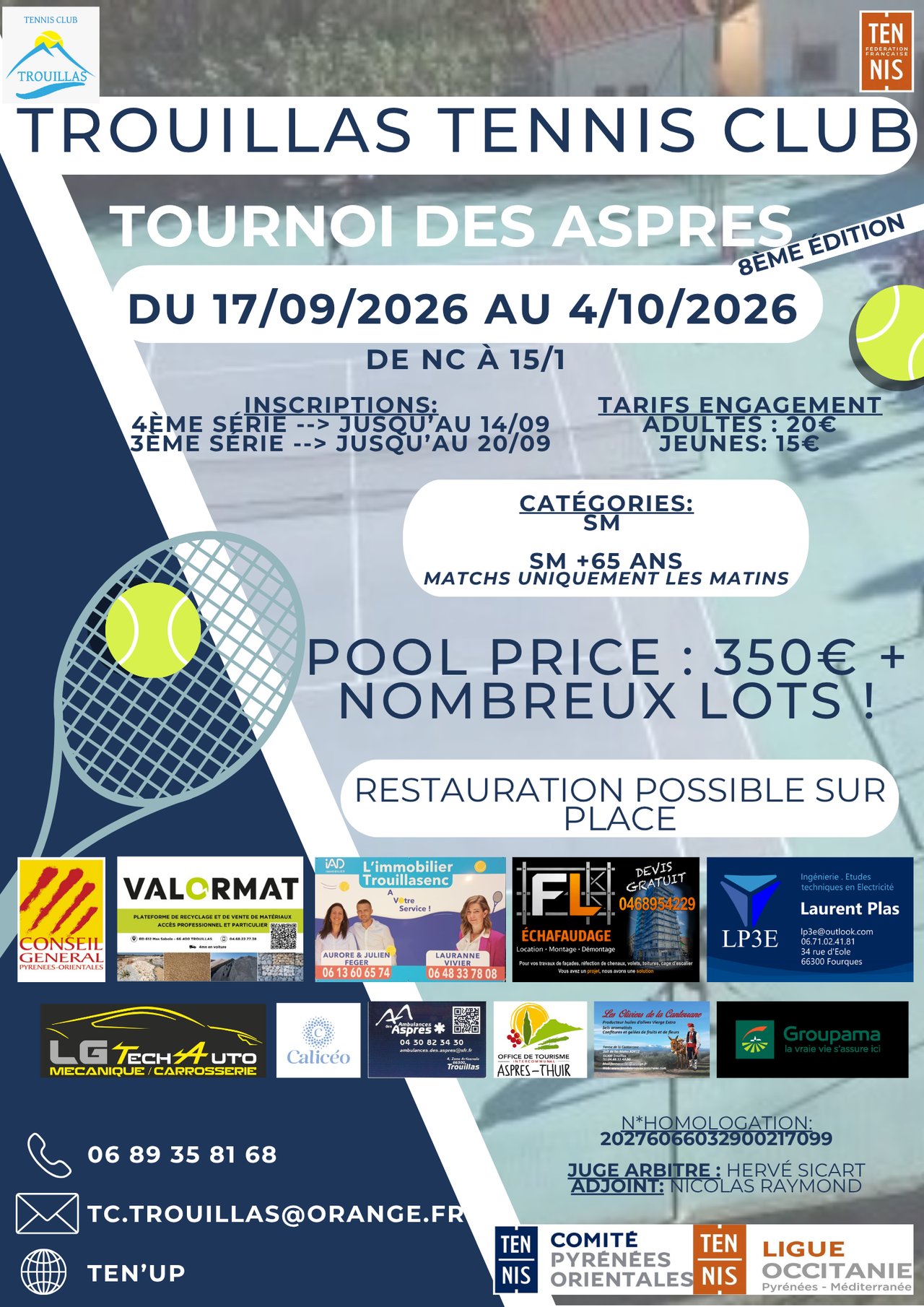 TOURNOI DES ASPRES PAR LE TROUILLAS TENNIS CLUB