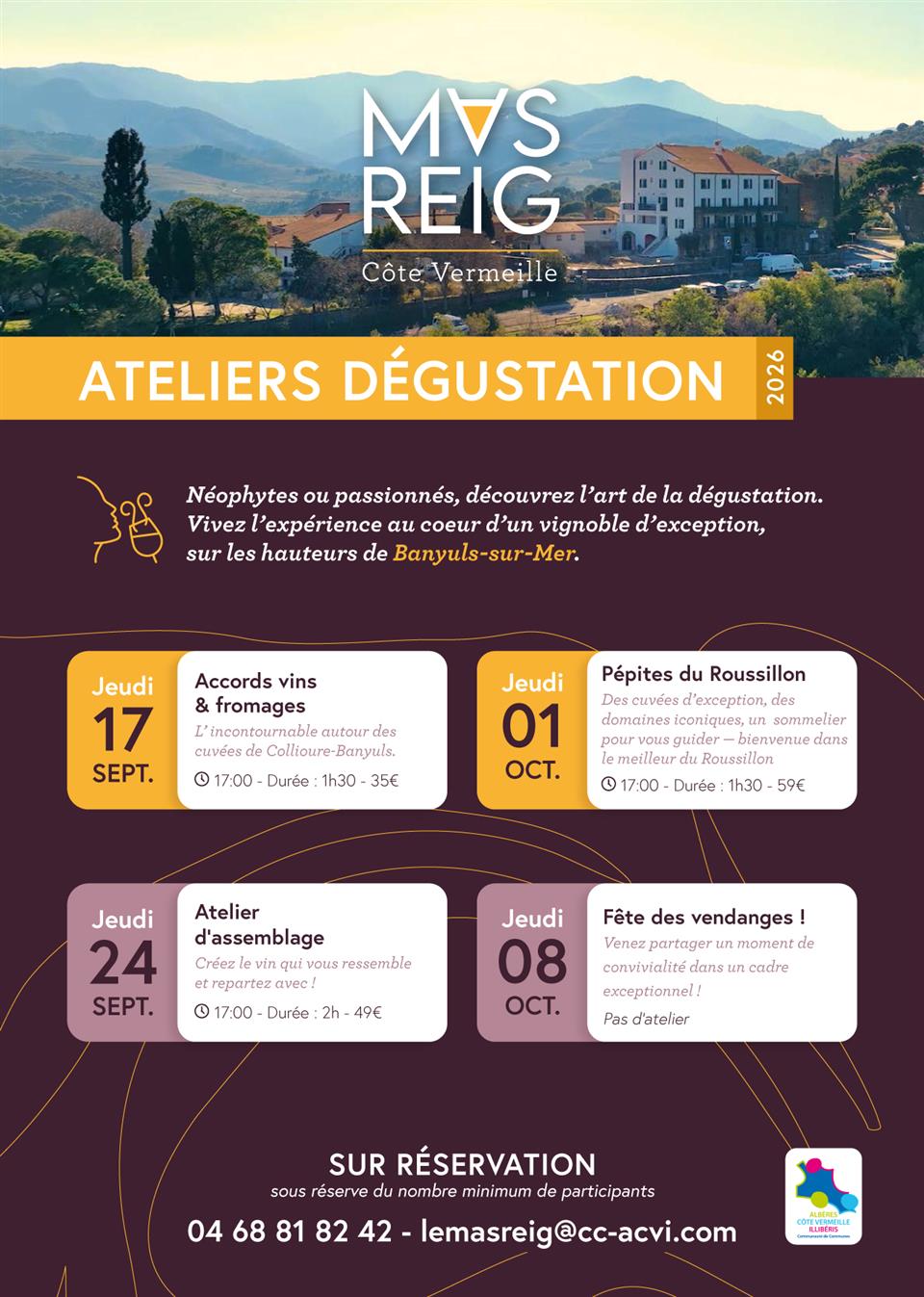 Ateliers dégustation du mas reig - septembre & octobre