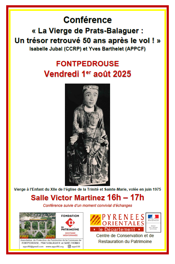 CONFÉRENCE « LA VIERGE DE PRATS-BALAGUER: UN TRÉSOR RETROUVÉ 50 ANS APRÈS SON VOL »