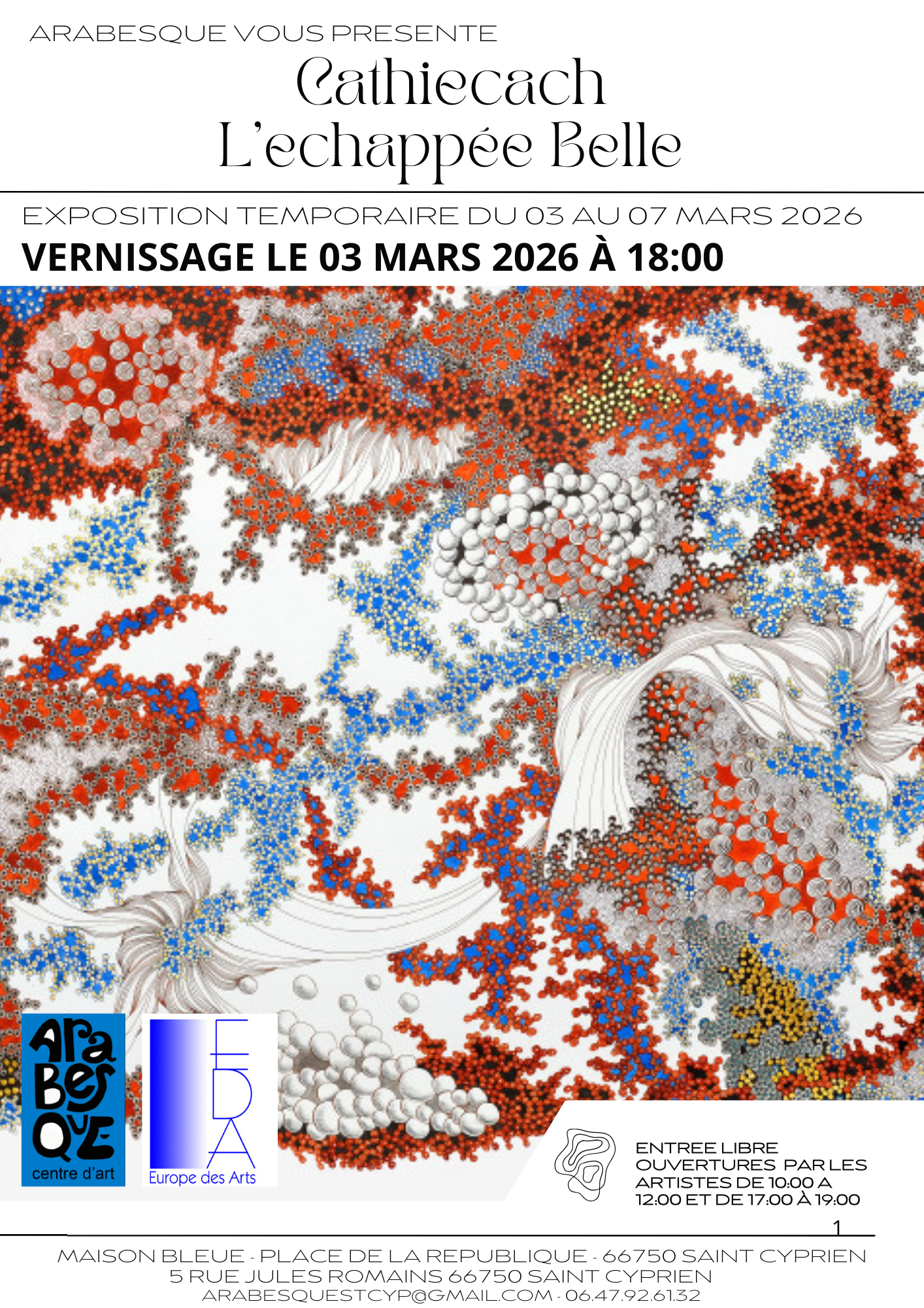 EXPOSITION CATHIECACH L’ÉCHAPPÉE BELLE CHEZ ARABESQUE