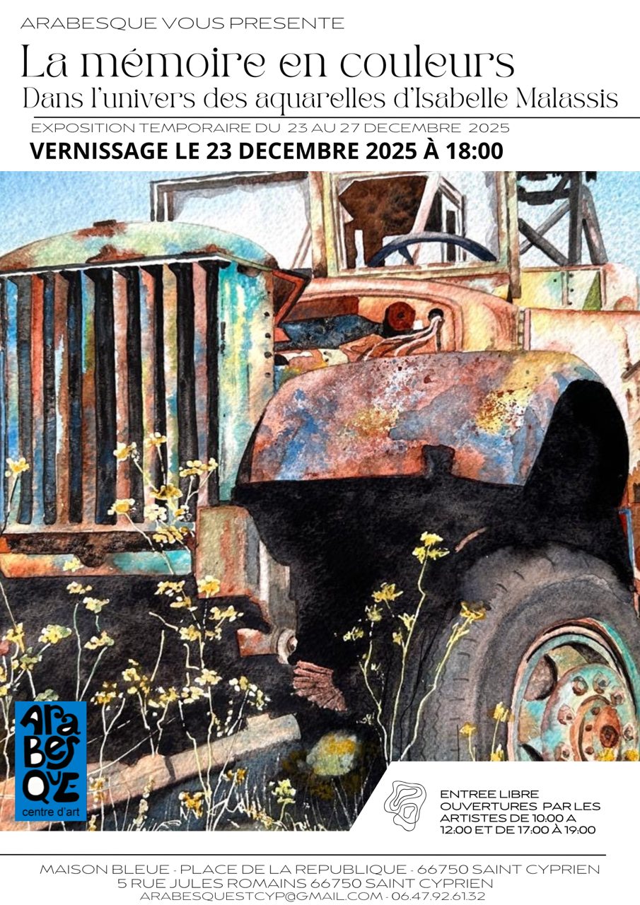 VERNISSAGE DE L’EXPOSITION « LA MÉMOIRE EN COULEURS » PAR ISABELLE MALASSIS CHEZ ARABESQUE
