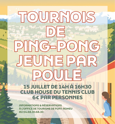 TOURNOI DE PING-PONG JEUNES PAR POULES – MERCREDI 15 JUILLET