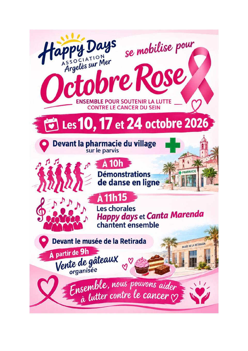 Octobre rose - happy days - ensemble pour soutenir la lutte contre le cancer du sein