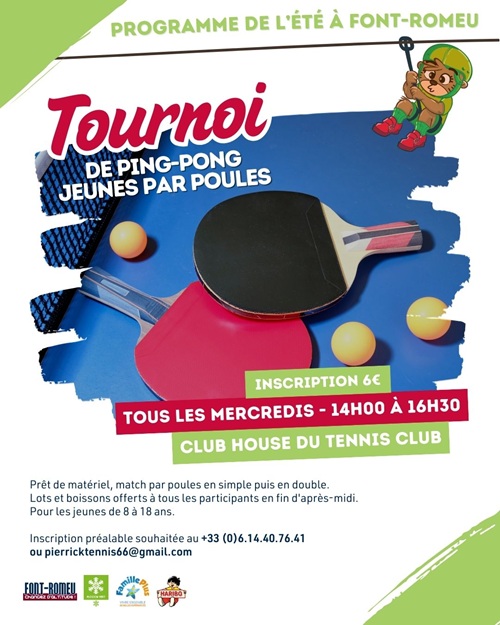 TOURNOI DE PING PONG JEUNES PAR POULES