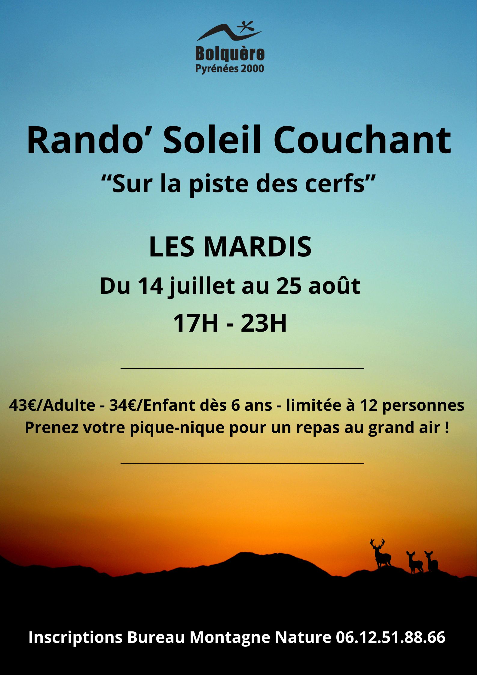 RANDO SOLEIL COUCHANT « SUR LA PISTE DES CERFS »
