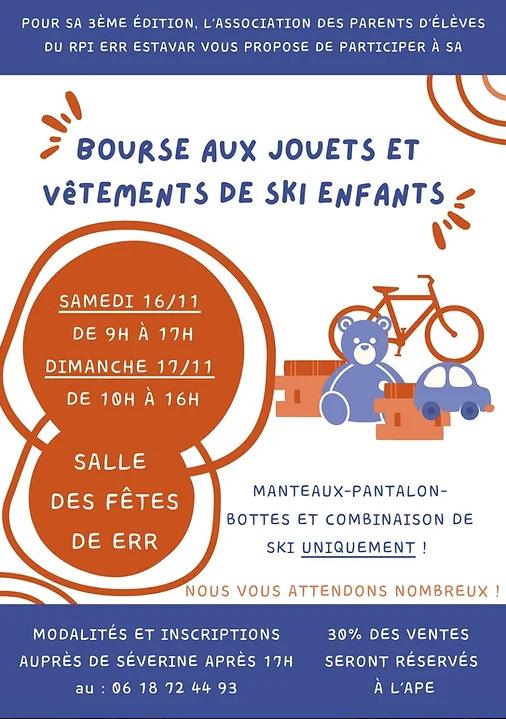 BOURSE AUX JOUETS ET VÊTEMENTS DE SKI