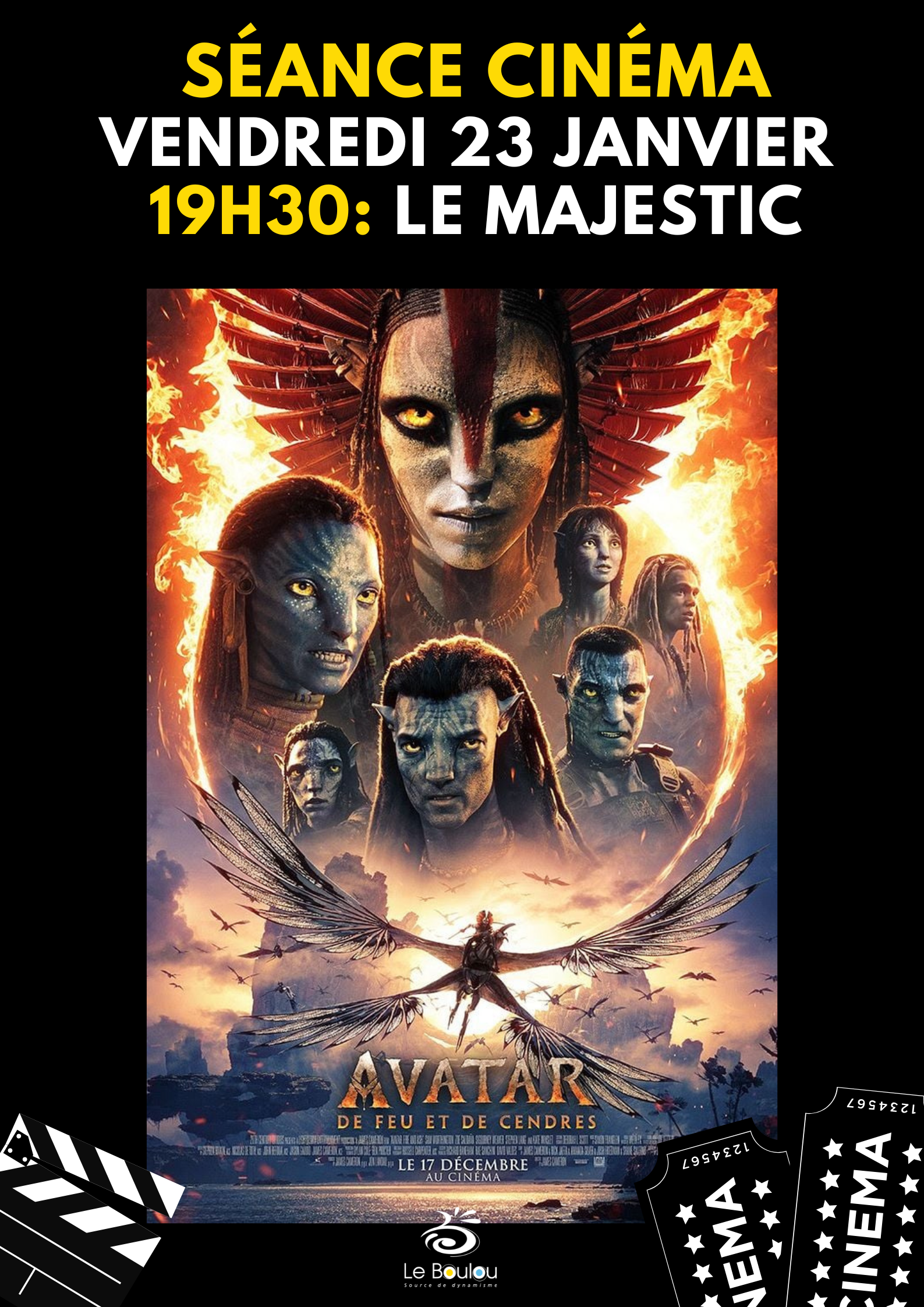 SÉANCE DE CINÉMA "AVATAR : DE FEU ET DE CENDRES" 