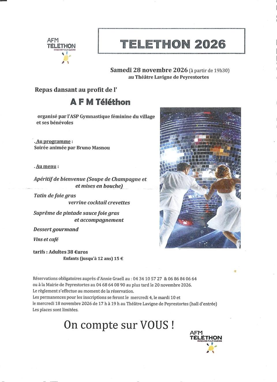 Repas dansant au profit de l’afm téléthon