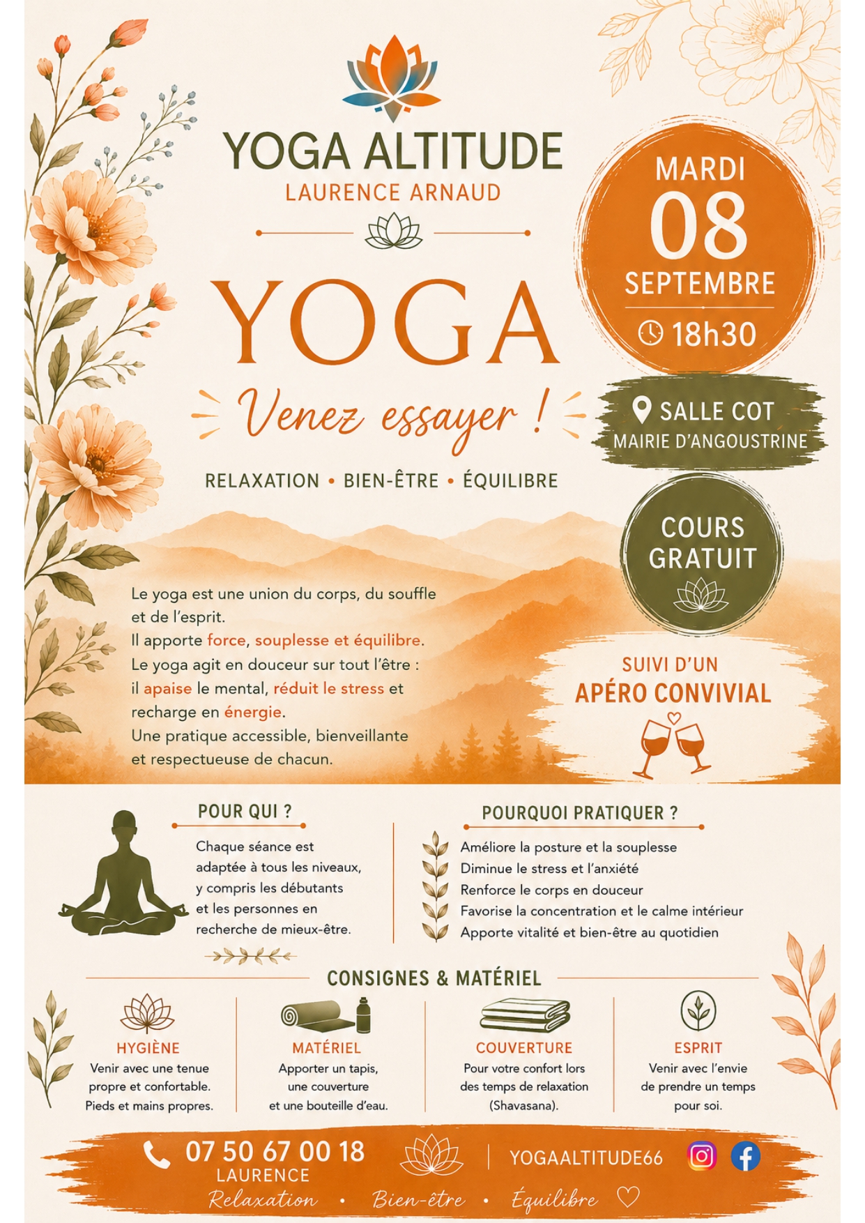 Cours de yoga gratuit - angoustrine