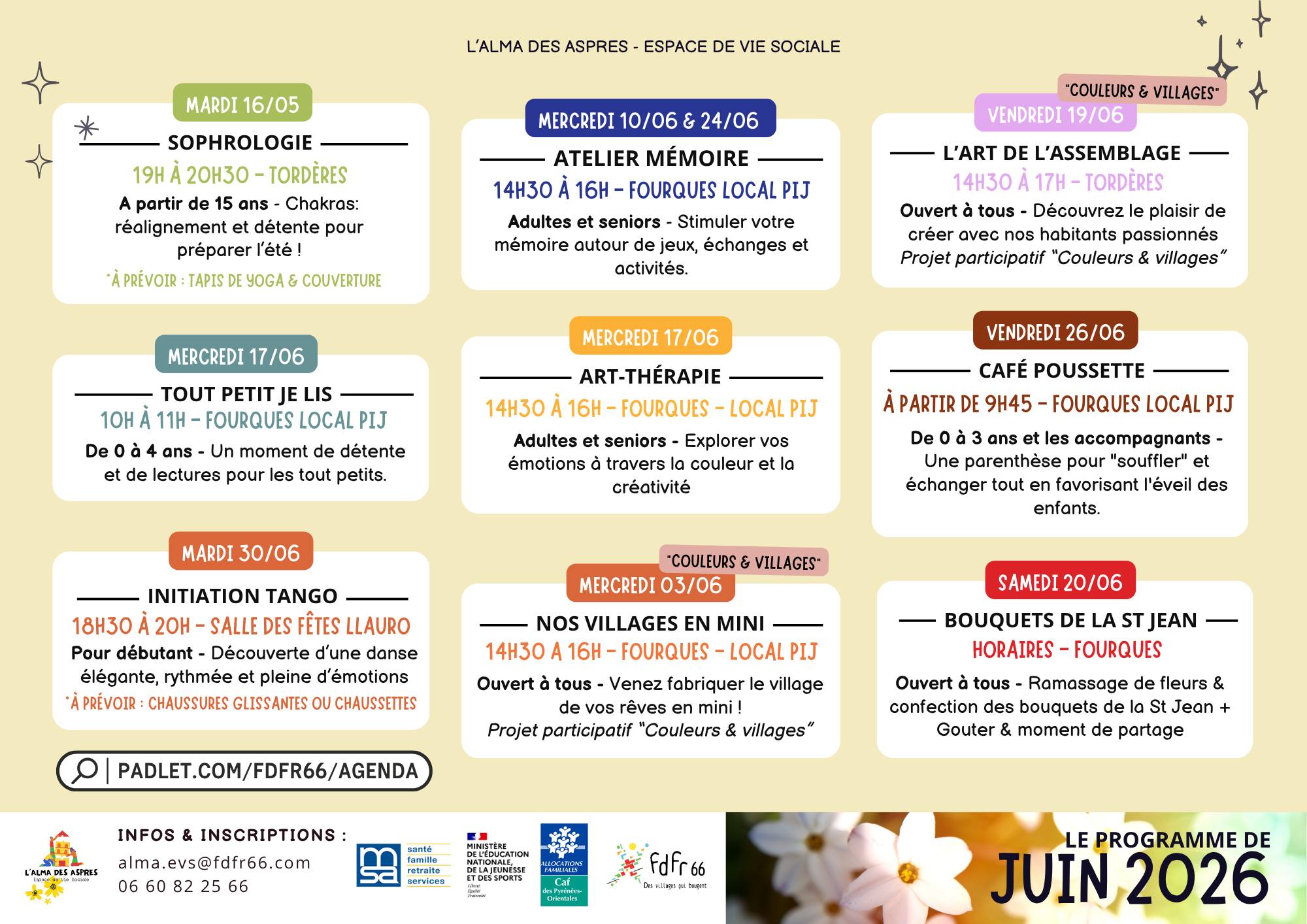 ESPACE VIE SOCIALE DES ASPRES – PROGRAMME  JUIN