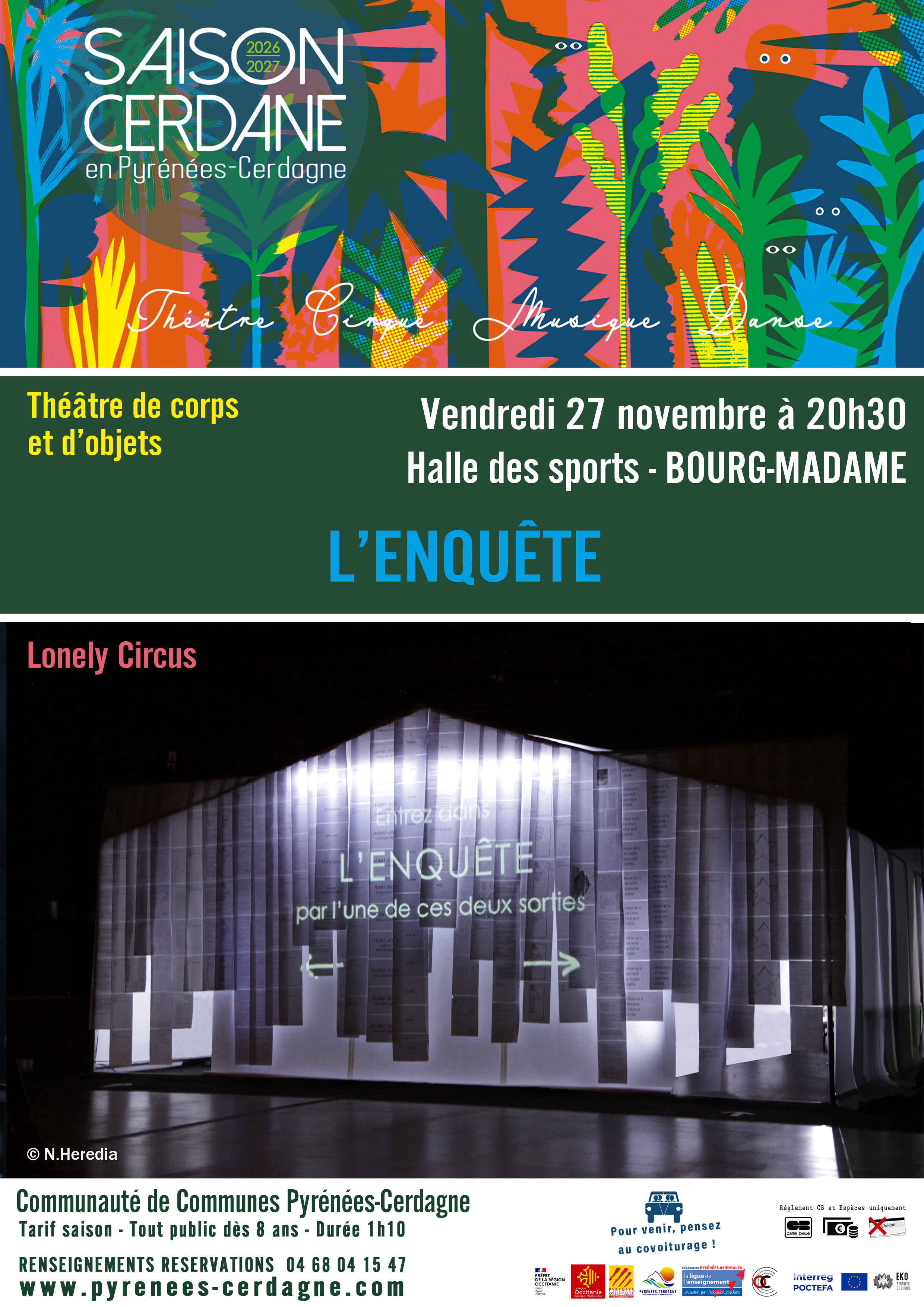 SAISON CERDANE – L’ENQUÊTE – COMPAGNIE LONELY CIRCUS:  THÉÂTRE D’OBJETS ET DE CORPS