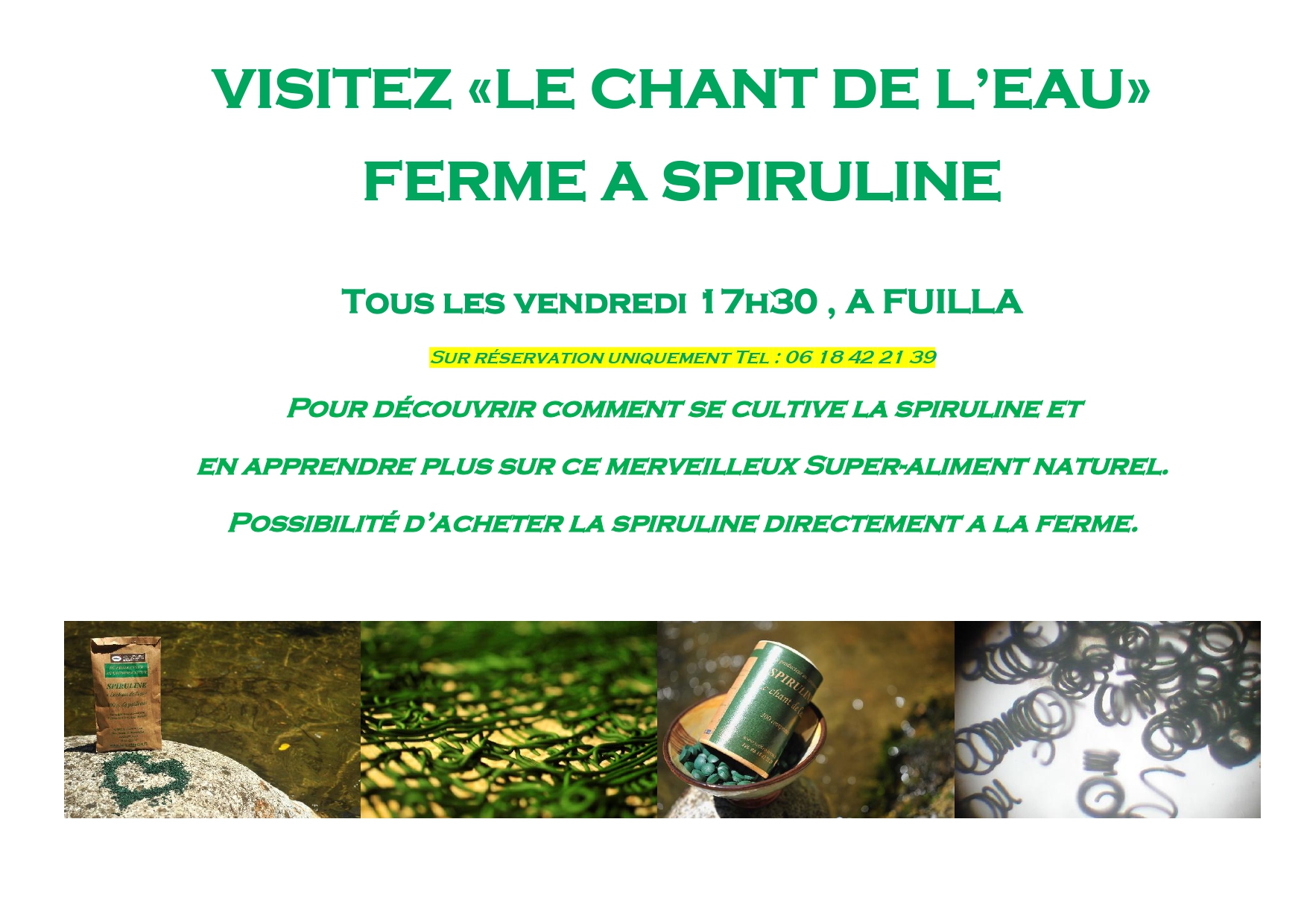 VISITEZ « LE CHANT DE L&rsquo;EAU » FERME À SPIRULINE